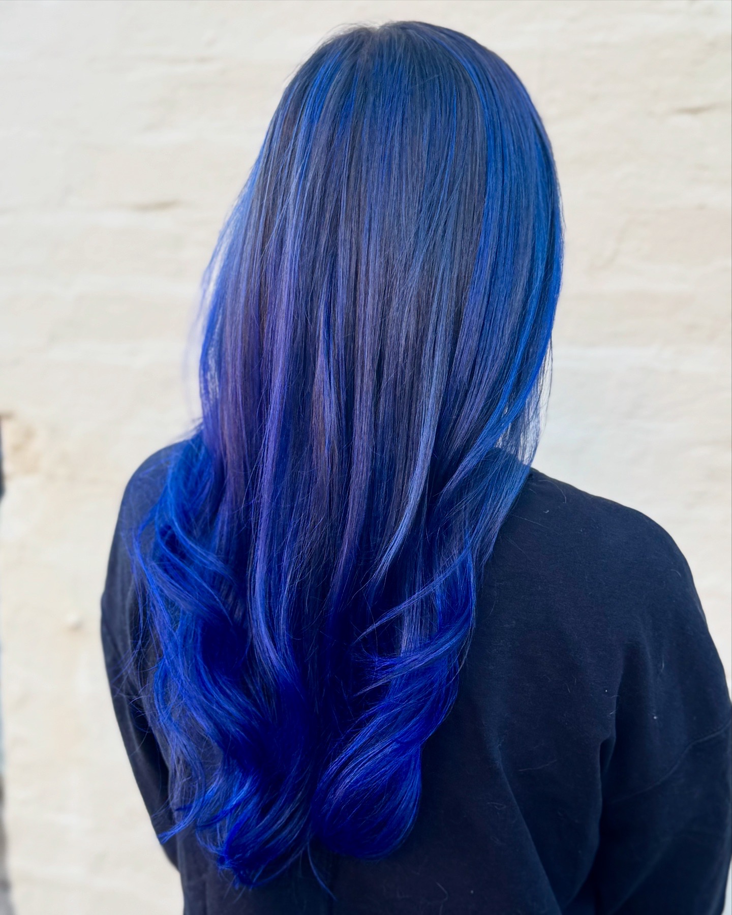 Long hair with blue and purple color